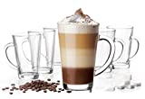 Platinux Latte Macchiato Vasos con asa Juego de vasos (6 piezas) 270ml (máx. 350ml) Vasos de té Café